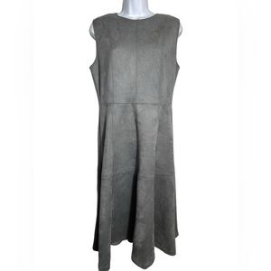 Ann Taylor dress size 10 grey faux suede dress with stitching‎ BEAUTIFUL 🩶🩶